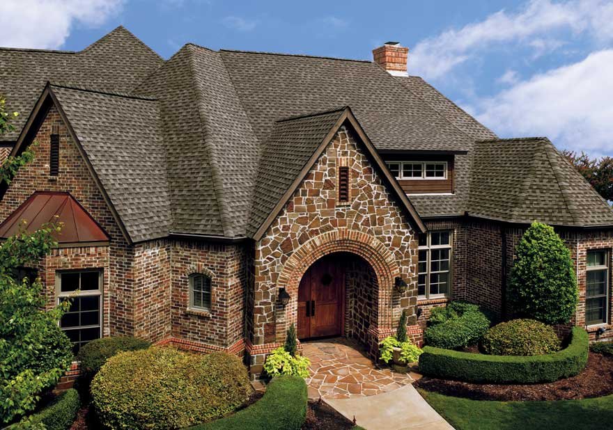House with new asphalt roof