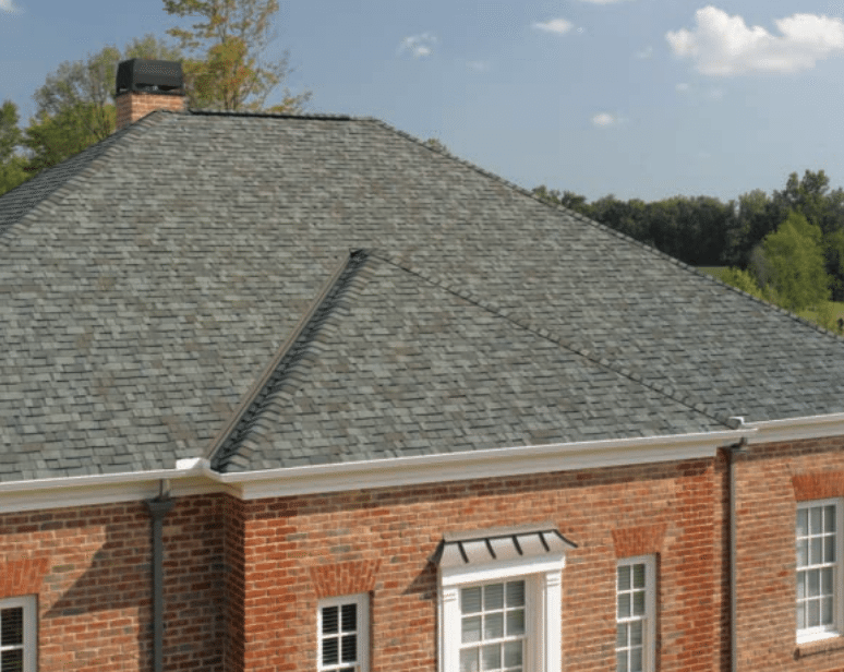 House with dimensional shingles