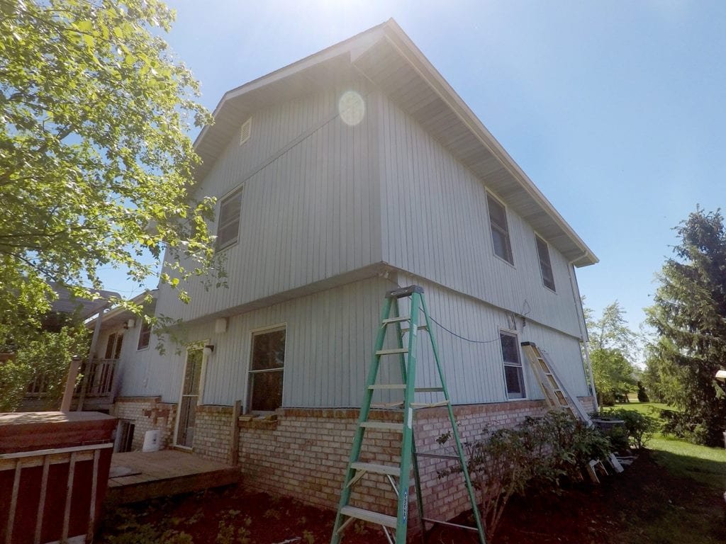 Monroe windows, siding, roofing, and gutters Back Right Before Install
