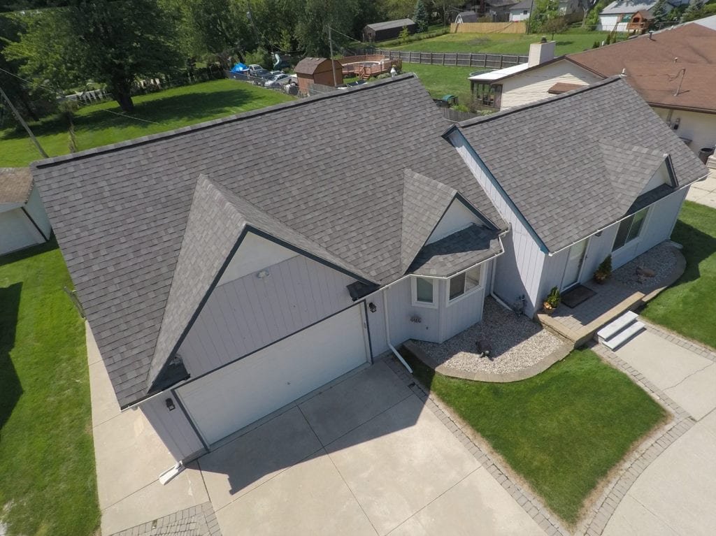Harrison Township Windows, Siding, and Gutters Drone Front Left Before Install