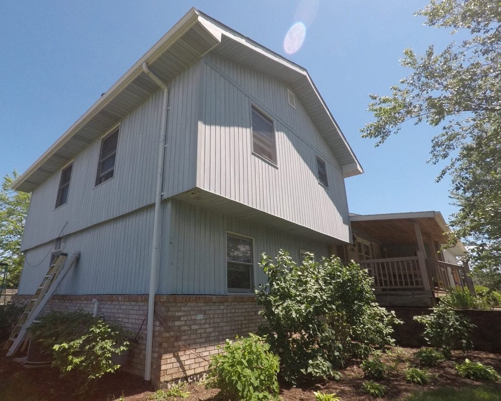 Monroe windows, siding, roofing, and gutters Front Left Before Install