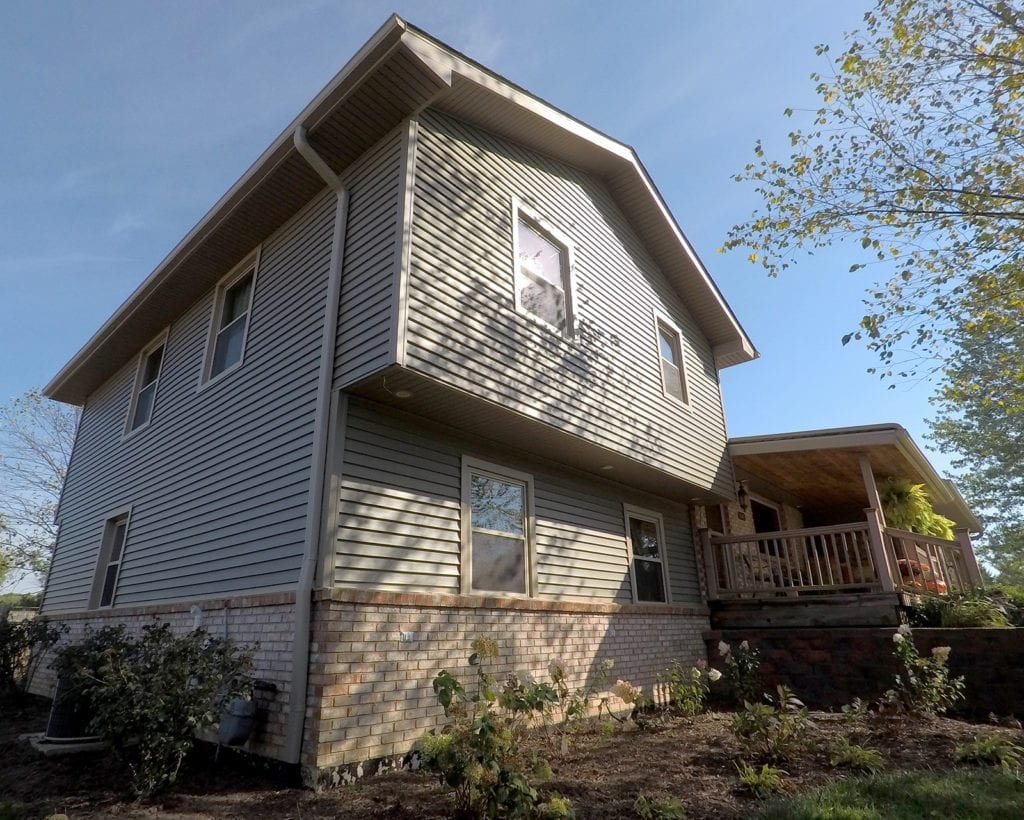 Monroe windows, siding, roofing, and gutters Front Left After Install